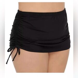Freshwater Side-Tie Ruched Skirtini Womens Plus Sz 3X Black Swim Skirt NWT